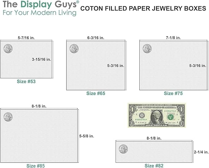 TheDisplayGuys - 25-Pack #53 Kraft Paper Cardboard Gift Boxes/Jewelry Cases w. Cotton Padding & Lid - Matte White - (5.4" x 3.9" x 1.0")