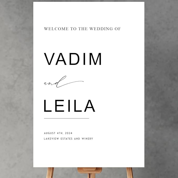 Minimalist Script Modern Wedding Welcome Signs, Welcome Sign Wedding, Customized Wedding Welcome Sign, Custom Wedding Welcome Sign