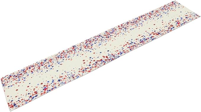 Independence Day Table Runner, 4th of July Red Blue Stars American President Day Holiday Confetti Print Table Cover for Kitchen Dining Table Indoor Outdoor Party, 13x60inch
