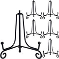 6PCS Premium Black Iron Plate Stands for Display 4 Inch, Decorative Solid Metal Plate Holders for Displaying, Mini Easel, Frame, Book, Card, Plaque, Bowl, Picture Stands for Display