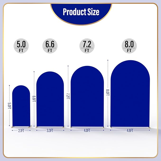 LEBENGURU Upgraded 6FT Wedding Arch Cover, Royal Blue Spandex Fitted Arch Backdrop Cover, Round Top Chiara Stand Covers for Birthday Party Baby Shower Banquet Balloon Décor