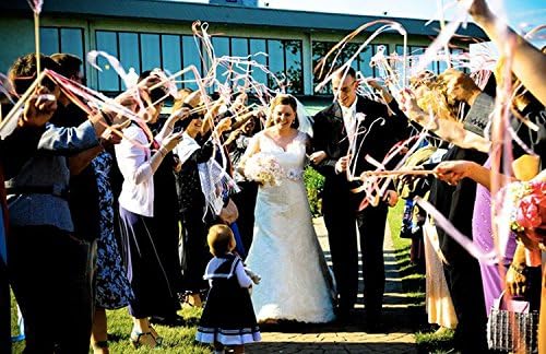 30 Pack Ribbon Wedding Wands Sticks Wedding Party Favors Streamers with Gold Bells Fairy Wand for Party Activities Baby Shower Holiday Celebration (Royal Blue)
