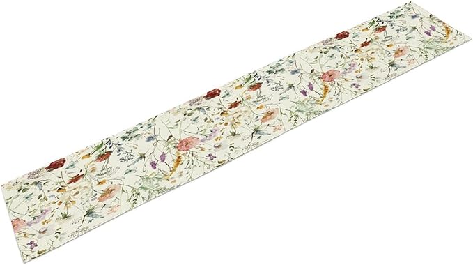 Floral Butterfly Table Runner,Rustic Colorful Flower Botanical Watercolor Pattern Print Burlap for Hotel Indoors Outdoor Dining Room Kitchen Holiday Party, 13x108in