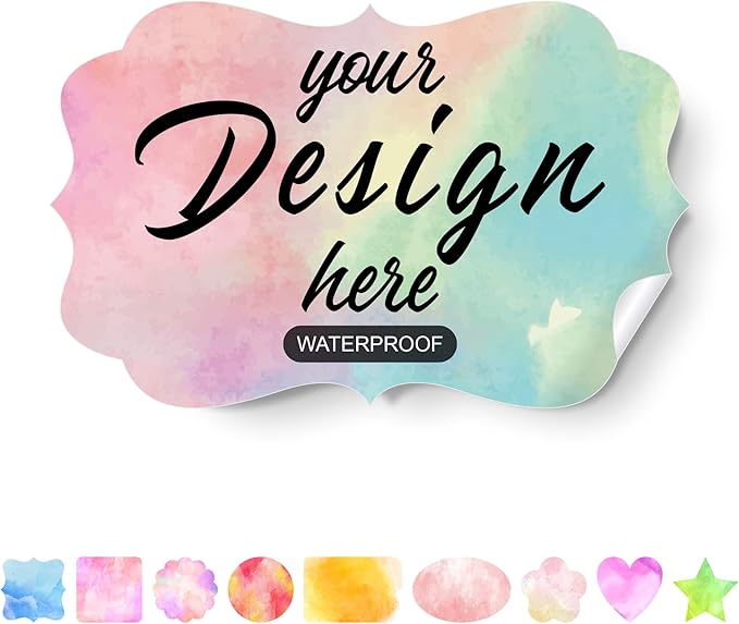 Custom Stickers Personalized Labels - Customized Stickers with Any Design Image Logo Text,Custom Stickers for Business Logo,Custom Thank You Label Stickers,100 Labels (Fancy Frame,4"x3")