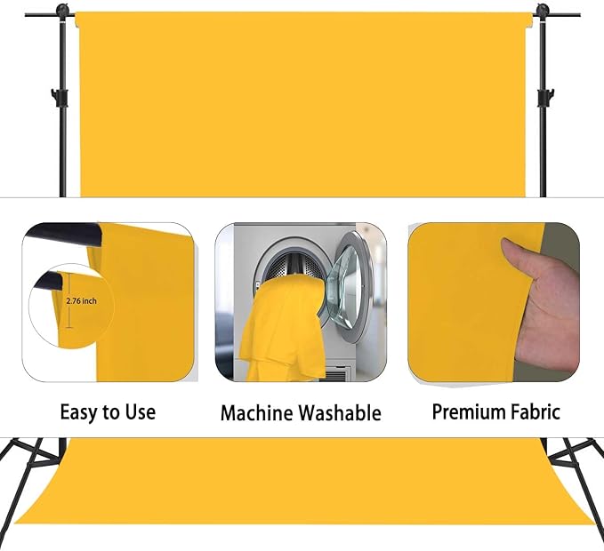 Yellow Photo Backdrop, Photo Booth Portrait Photography Backdrops, Studio Yellow Backdrop for Photoshoot Streaming Video Shooting 10x20ft