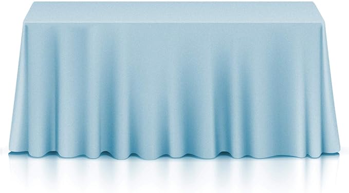 Lann's Linens - 10 Premium 90" x 132" Tablecloths for Wedding/Banquet/Restaurant - Rectangular Polyester Fabric Table Cloths - Baby Blue