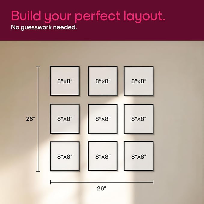 Mixtiles Official - Custom Photo Tiles - Personalized Printed Photos - Magnetic Wall Frames - Adhesive Sticker, No Nails - Various Sizes and Frames - 8x8-9Tile - Canvas Frame