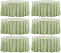 Round Tablecloth 132 Inch 6 Pack Sage Green Tablecloths Washable Decorative Linen Polyester Table Clothes Cover for Dining Table Banquets Buffet Parties and Wedding