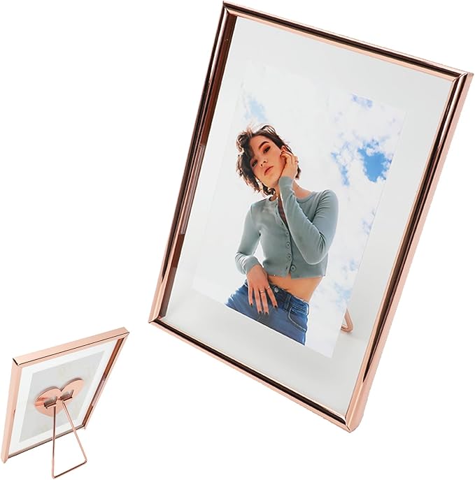 Rose Gold Floating Frame (5"x7",Vertical) with “Heart”, For Picture 4x6,3x5, 2x3, Classy Gift For Mother's Day, Home or Wedding…