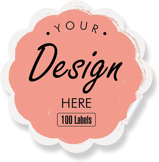 Custom Stickers Personalized Labels - Customized Stickers with Any Design Image Logo Text,Custom Thank You Label Stickers,Custom Stickers for Business Logo,100 Labels (Scalloped,5"x5")
