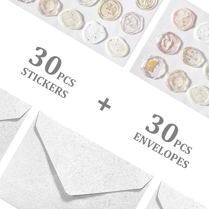 30 Pieces A6 Envelopes with 30 Seal Stickers, 6.32 x 4.45 inch Envelopes for 4 x 6 Wedding Invitation Cards, Greeting Cards, Graduation, Birthday Party Invitations, White.