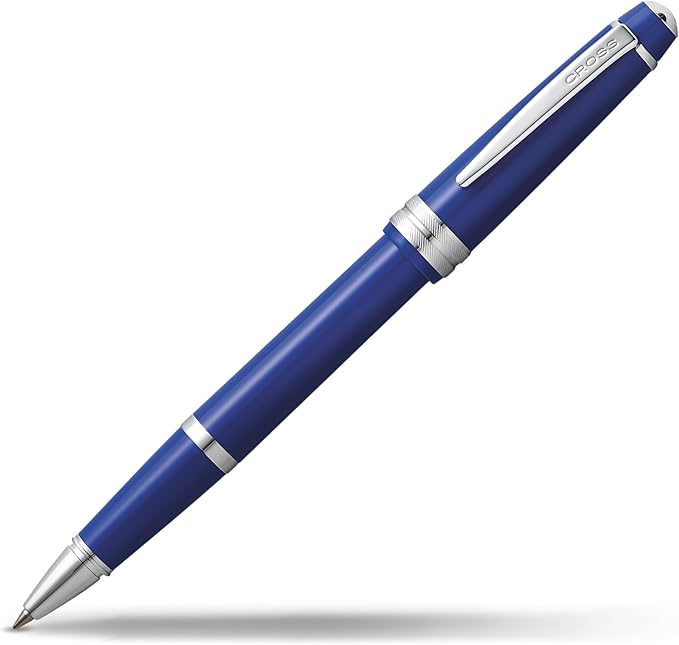 Cross Bailey Light Refillable Rollerball Pen Presented in a Everyday Gift Box - Medium Point, Black Ink, Polished Blue