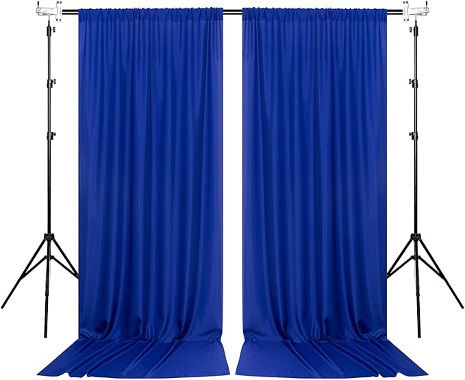 Royal Blue Backdrop Curtains for Party Stage Wedding Ceremony Light Filtering Curtains Photography Backdrop for Baby Showers Rod Pocket Home Sliding Door Decoration, 5ft x 7ft, 2 Panels