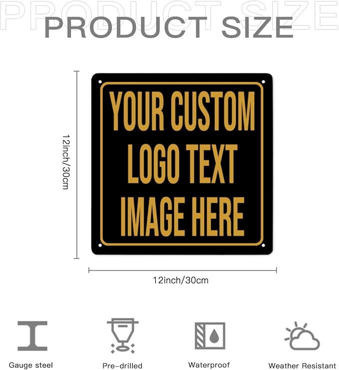 Custom Metal Signs - Personalized Signs for Office, Home, Bar - Indoor/Outdoor Use - 12"x12"