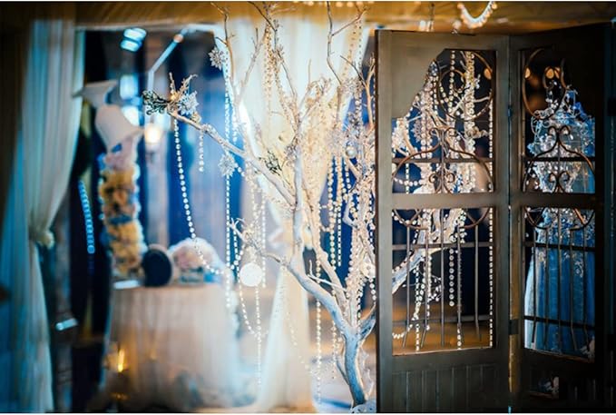 16FT Clear Crystal Glass Garland Strands,Hanging Chandelier Bead Chain,Hanging Ornament String Decorations for Centerpiece,Christmas Tree,Wedding, Party,Celebration