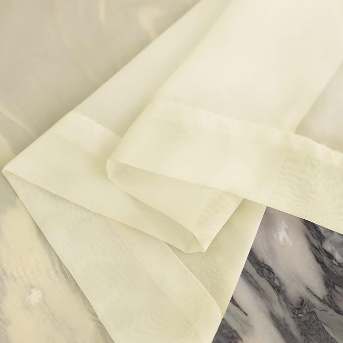 Window Light Yellow Sheer Curtains 48 Inches Width 63 Inches Long 2 Panels Sheer Curtain Clear Curtains Basic Rod Pocket Panel for Home Living Room Bedroom Kids Room Yard Patio Parlor Sliding