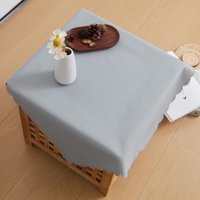 Small Square Grey Tablecloth 24 x 24 Inch Polyester Fabric Washable Table Cover Decorative Wrinkle Resistant Solid Color Table Cloth for Nightstand Party Wedding Camping