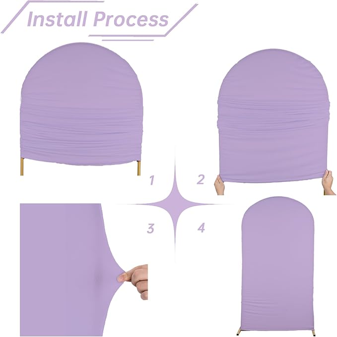 bricia Wedding Arch Backdrop Stand Cover, 5FT Double Sided Stretchy Arch Cover Fitted Wedding Birthday Party Banquet Decoration (Lavender 60''Lx25.2''W)