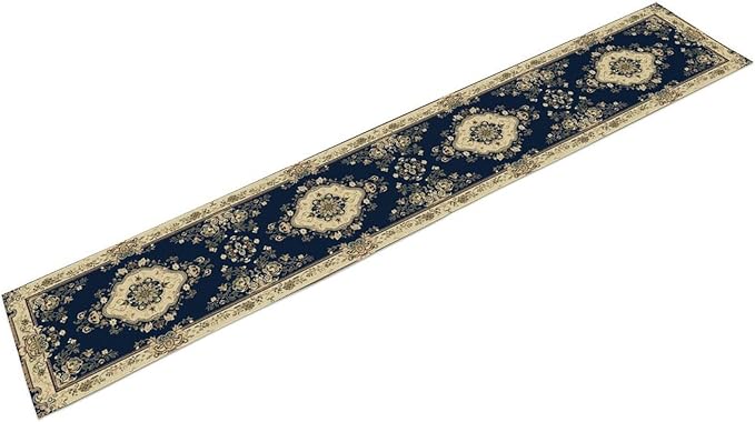 Vintage Elegant Farmhouse Table Runner Blue Beige Flower for Home Farmhouse Kitchen Table Dining Coffee Room Garden Party Wedding Decor 13x36in
