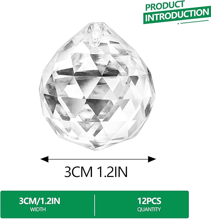 12pcs 30mm Clear Crystal Glass Ball Prisms Hanging Crystals Prisms Sun Catchers for Wedding Centerpieces Party DIY Crafts
