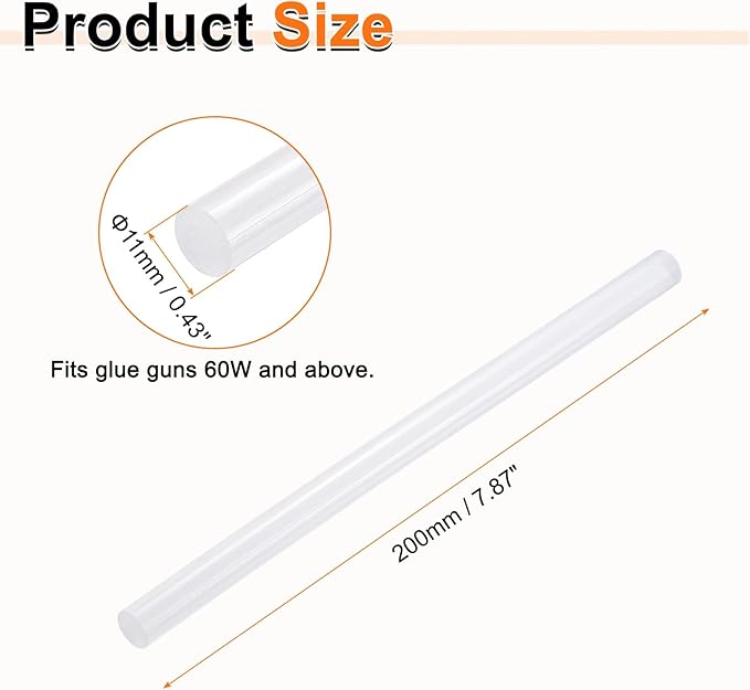 HARFINGTON 10pcs Hot Glue Sticks 0.43" Dia x 7.87" Long EVA Mini Hot Melt Adhesive Glue Stick for Hot Melt Gun Wood Plastic Glass Flowers Fabrics Foam, Clear