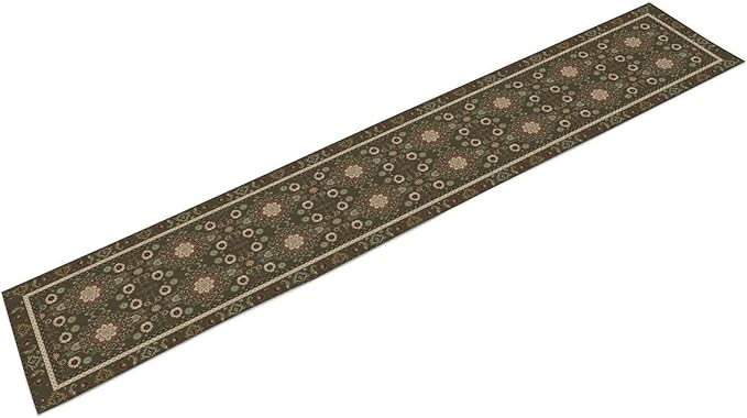 Vintage Boho Floral Table Runner, Rustic Country Farmhouse Brown Bohemia Flower Pattern for Home Kitchen Table Decor Dining Coffee Room Party Decor 13x90in