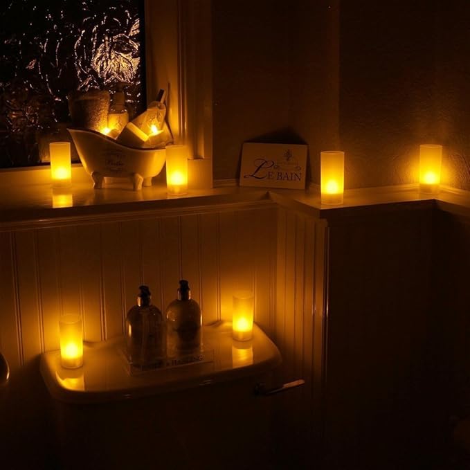 WoneNice USB Rechargeable Flameless Candles, 12 Pack LED Tea Lights with Charging Dock & AC Adapter, Safe Battery Operated Fake Votive for Wedding Christmas Lanterns Emergency Home Decor