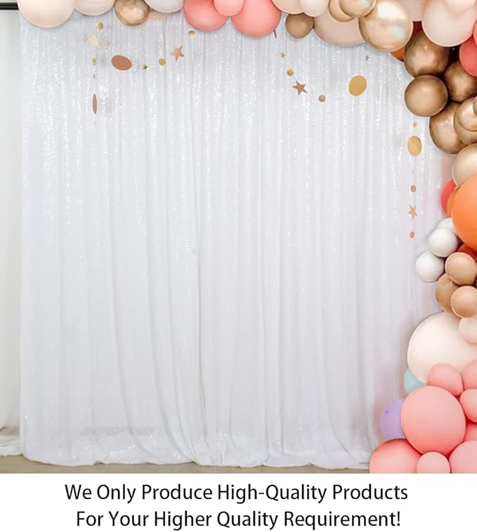ShinyBeauty 20ftx10ft-White-Sequins Fabric Backdrop Curtain Sequin Photo Booth Backdrop Sequin Photography (White)