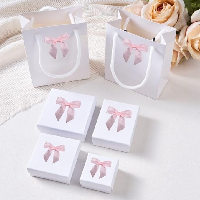 2.5" Hgzgch Light Pink Satin Ribbon Bow for Gift Wrapping, Premade Bows for Crafts, Cake, Party Favors, Handmade Bows with Double-Sided Tape, Self Adhesive Gift Bows for Presents, Treats- 50pcs