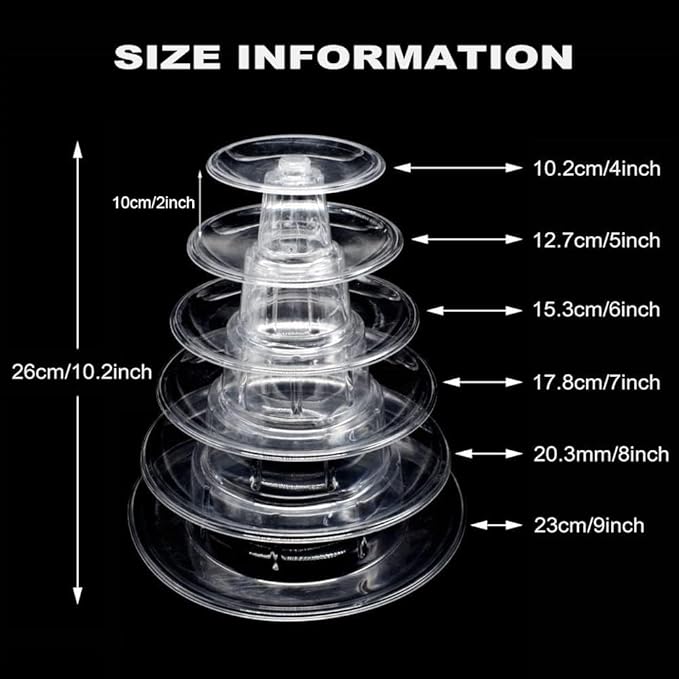 6 Tiers Macaroon Tower Stand, Round Macaron Tower Cake Display Rack Plastic Cupcake Stand Macarons Desserts Serving Tray for Birthday Wedding Party Decor (6 Tiers)