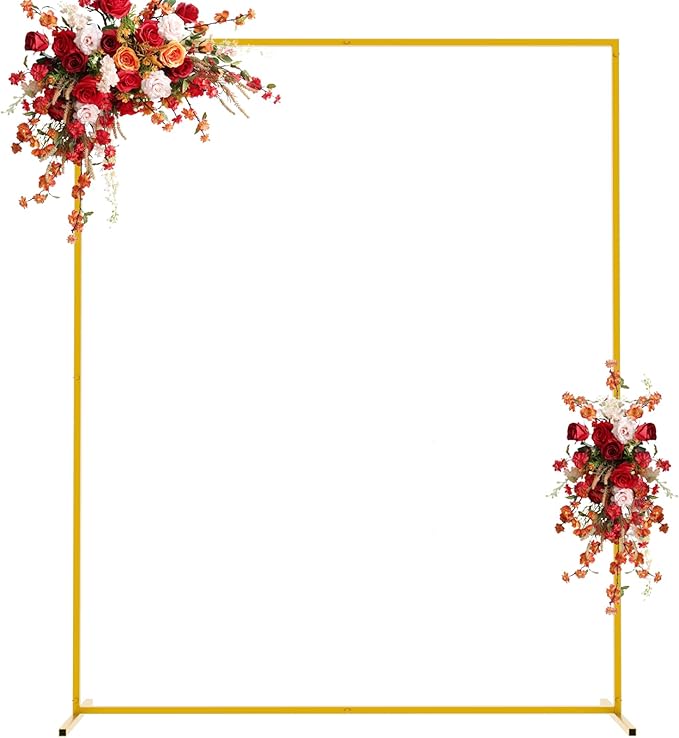 Asee'm 6.6FTx5.2FT Gold Wedding Arch Backdrop Stand Square Metal Rectangular Arch Frame for Ceremony Party Birthday Bridal Baby Shower Anniversary Arbor Balloon Decoration