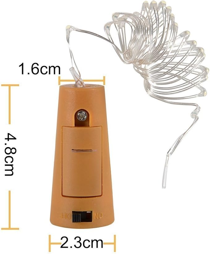 10 Pack 20 LED Wine Bottle Cork Lights Mini Fairy String Lights Copper Wire, Battery Operated Starry Lights for DIY, Festival, Wedding, Party, Indoor, Outdoor Decoration (Cool White)