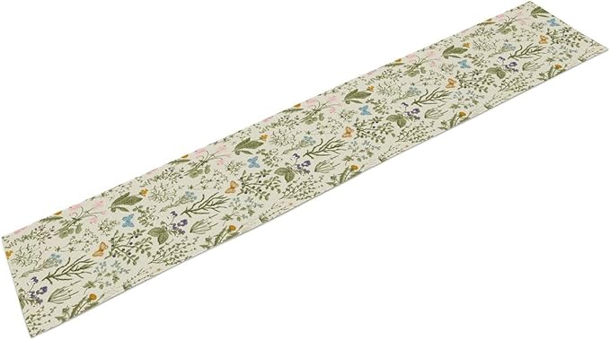 Wildflowers Floral Table Runner, Retro Flower Butterfly Seasonal Spring Summer Kitchen Dinning Table Runner for Indoor Outdoor Home Wedding Party Holiday, 13x60 Inch