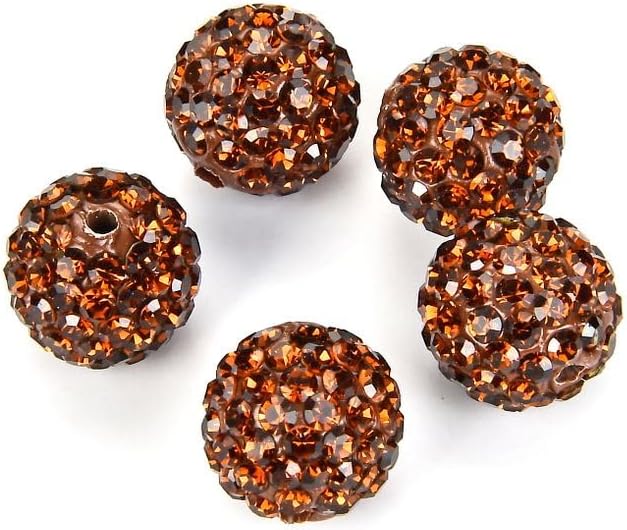 100pcs Adabele Grade A Suncatcher Crystal Rhinestone Pave Loose Beads 10mm Smoked Topaz Yellow Polymer Clay Disco Ball Spacers Compatible with Shamballa All Craft Jewelry Making DB10-51