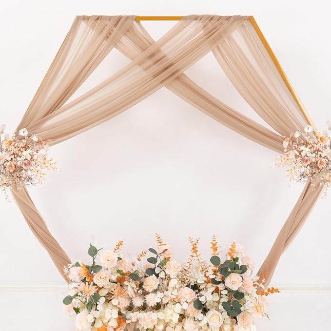 MLMC Nude Wedding Arch Draping Fabric 2 Panels 29" x 20 FT Extra Long Gauze Drapes Sheer Backdrop Curtains 6.6 Yards Outdoor Drapery Panels for Wedding Ceremony Party Ceiling Decoration