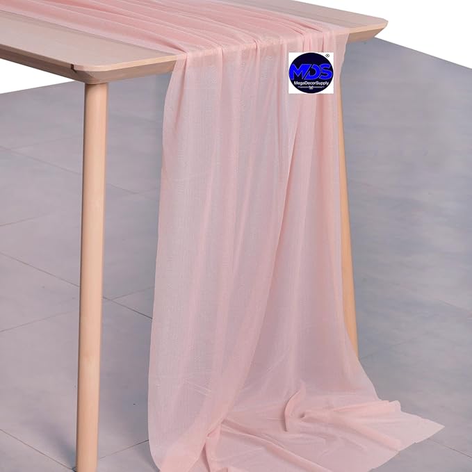 MDS Halloween Chiffon Table Runner - 20 Pack, 29 x 120 Inches, 10ft Each - Sheer Spooky Table Runners for Haunted House Parties, Trick-or-Treat Tables, Witchy Décor, Wedding & Events - Dusty Rose