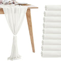10 Pack 10ft White Chiffon Table Runners Wedding Table Runner Sheer Romantic Tulle Table Runner for Christmas Wedding Bridal Tea Party Baby Shower Birthday Party Table Decorations(120 x 12 in)