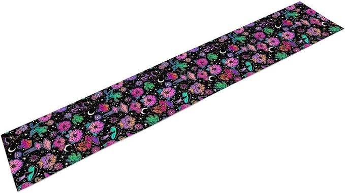 Gothic Star Moon Colorful Table Runner for Kitchen Living Room Home Party Boho Floral Table Runner 13x90 Inch