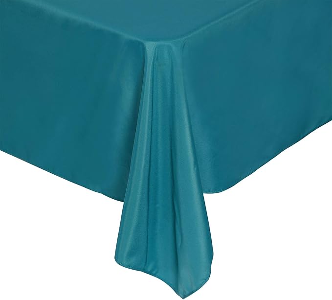 Rectangle Tablecloth 90x132 inch Washable Polyester Fabric Table Cloth for Wedding Party Dining Banquet Decoration（90x132, Teal）
