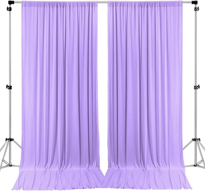 AK TRADING CO. 10 feet x 10 feet Polyester Backdrop Drapes Curtains Panels with Rod Pockets - Wedding Ceremony Party Home Window Decorations - Lavender