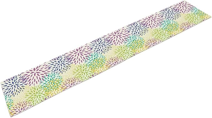 Purple Flowers Table Runner, Chrysanthemum Dahlia Vintage Modern Colorful Spring Summer Elegant Table Runner for Party Kitchen Dining Living Room Laundry Room Decor, 13x70 Inch