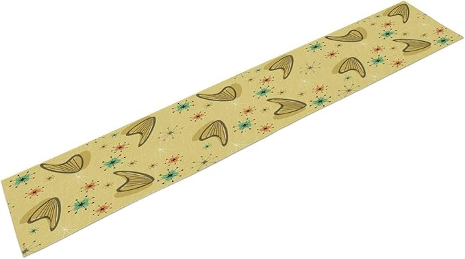 Mid Century Table Runner, Modern Atomic Pattern Absctract Geometric Retro 1950S 1960S Dinner Runner for Home Kitchen Dining Table Decoration, 13x70 Inch