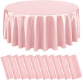 10 Packs Satin Tablecloth 120 Inch Rose Gold Round Table Cloth Silk Tablecloth Smooth Fabric Overlay Satin Table Cover Decoration for Wedding Party Banquet Events