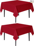 sancua Christmas Red Square Tablecloths 54x54 Inch, 2 Pack - Fabric Table Cloth for Square or Round Tables, Washable Polyester Table Cover for Dinner, Holiday Party, Decorative Display Tables