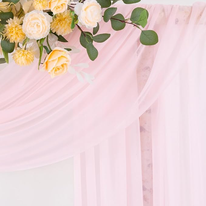 Blush Pink 2 Panels Wedding Arch Draping Fabric 29" x 20Ft Sheer Drapes Outdoor Curtain for Wedding Party Baby Bridal Shower Arch Ceiling Backdrop Decor