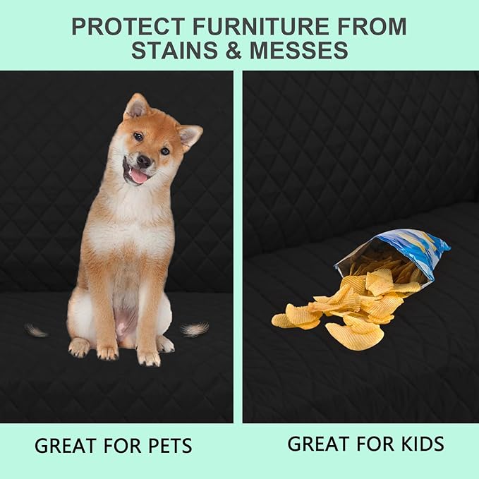 Recliner Chair Covers Reversible Sofa Cover Couch Cover for Pets Lazy Boy Furniture Protector(28''Recliner,Black/Black)