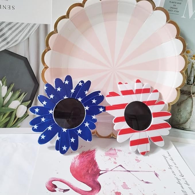 American Flag Glasses 8pcs, Fourth 4th of July Party Accessories, USA Veterans Day decoration Memorial Day Patriotic Party Red White and Blue Photo Booth Props Favor