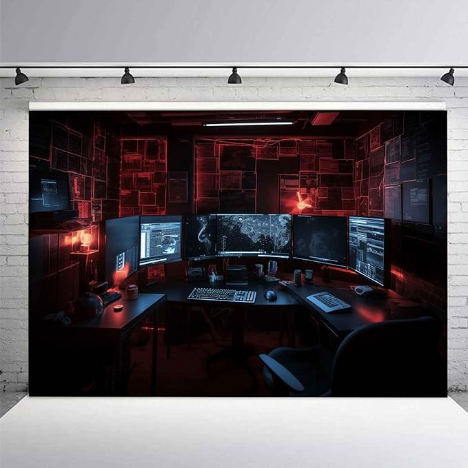 Computer Photo Backdrop Computers Hacker Room Background for Photography Party Room Decorations Photo Booth Props Supplies YUNBSJ007