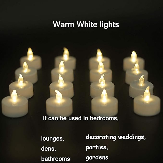 Nancia LED Tea Lights Candles- 12PACK Flameless Candles Realistic and Bright Flickering Long Lasting 200Hours for Holiday Celebration,Home Decoration Warm White