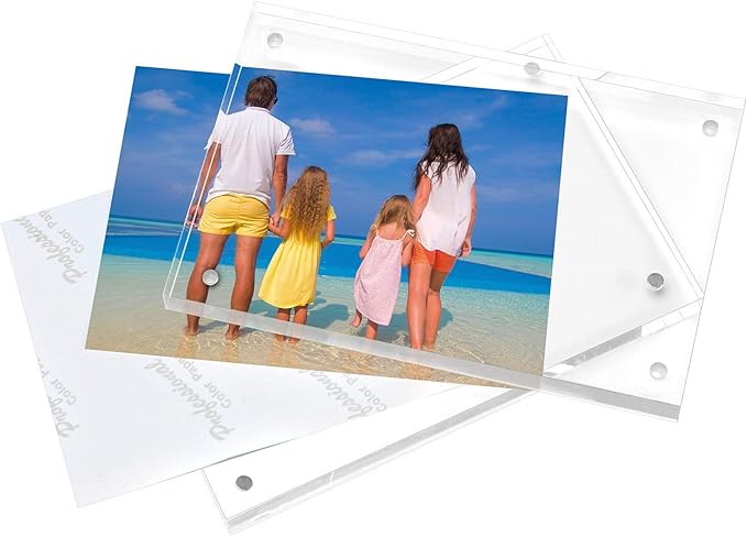 Meetu Acrylic Picture Frame 4x6 Tabletop Photo Frame Magnetic Double Sided Frame Free Standing Desktop for Display Document, Certificate, Photograph, Artwork in Office Room